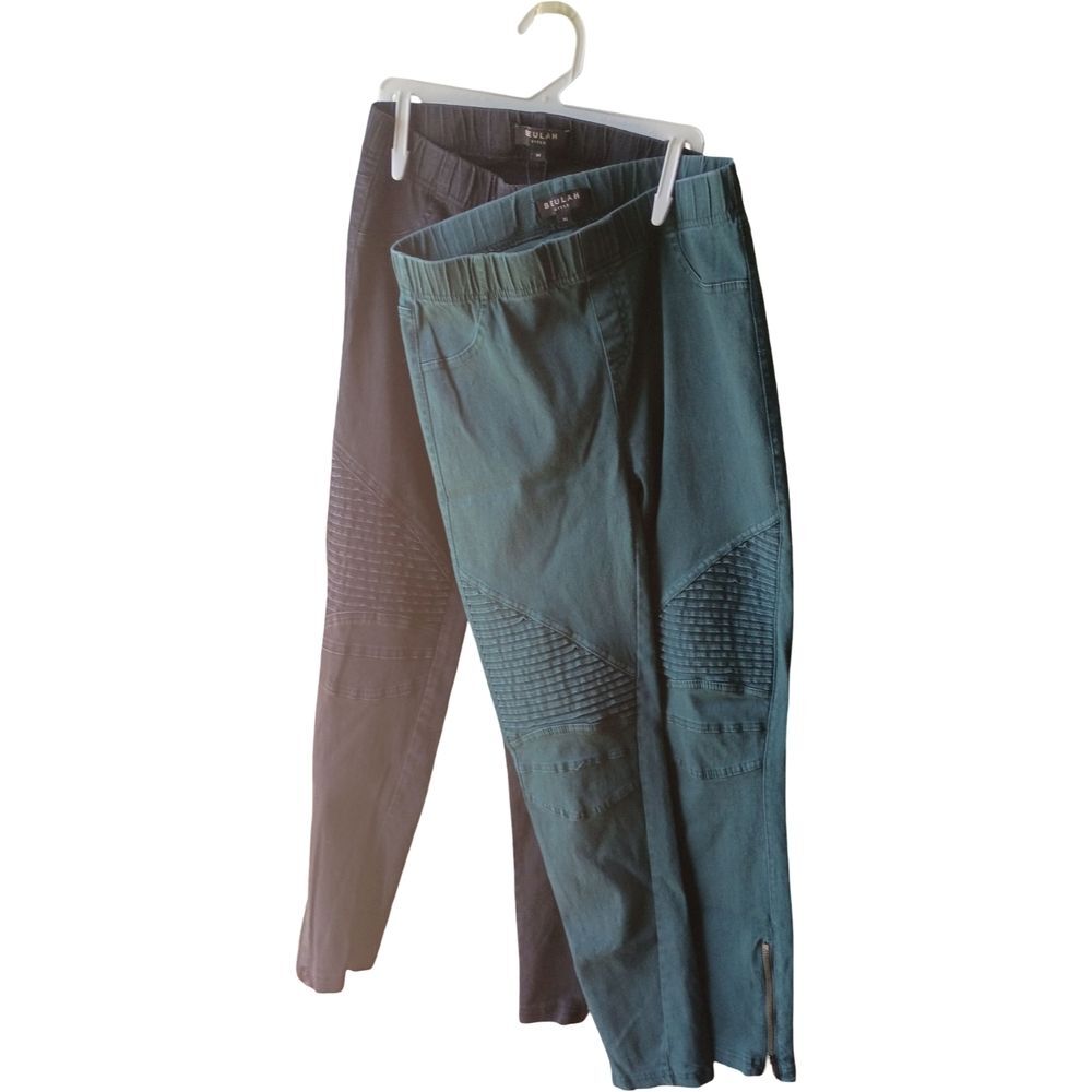 Beulah 2 Pair Bundle Teal and Black Skinny Moto Joggers Women's Medium